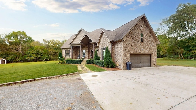 1945 Mann Rd, Lebanon, TN 37087 - view of front of property featuring brick siding, a garage, a front lawn, and concrete driveway
