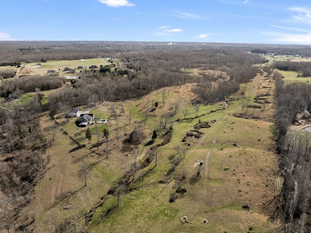 aerial view featuring a rural view