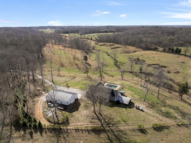 aerial view featuring a rural view