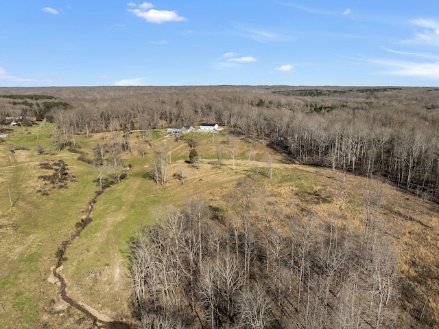 birds eye view of property featuring a rural view