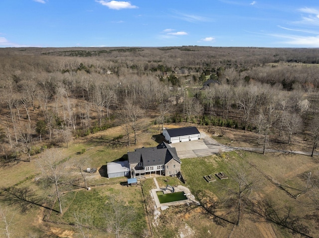 birds eye view of property featuring a rural view
