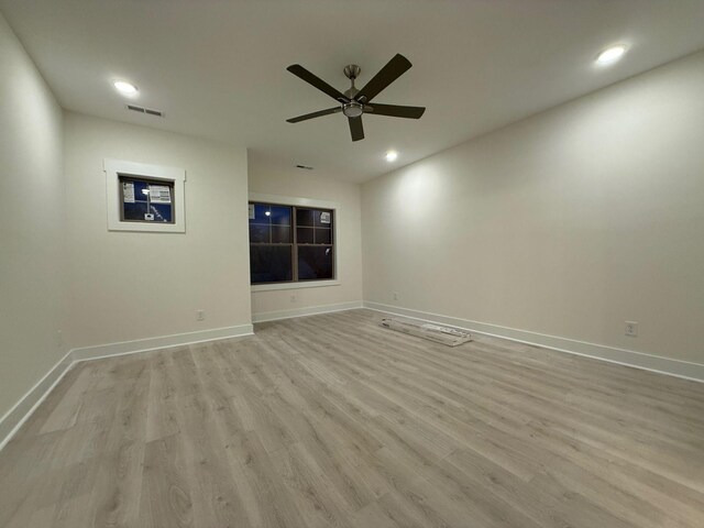 7132 Silverwood Trl, Hermitage, TN 37076 - unfurnished room with recessed lighting, a ceiling fan, baseboards, and wood finished floors