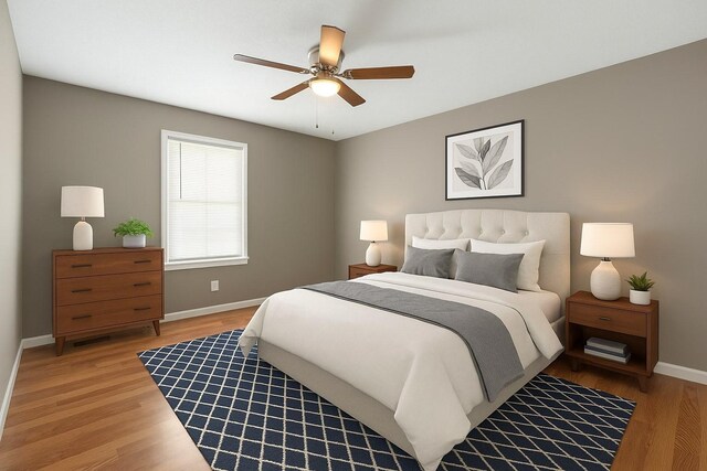 122 Gleaves Ln, Oak Grove, KY 42262 - bedroom with baseboards, a ceiling fan, and light wood-style flooring