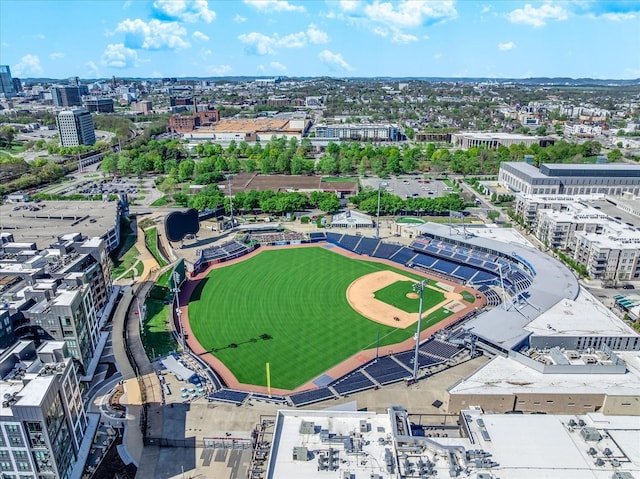 drone / aerial view with a view of city
