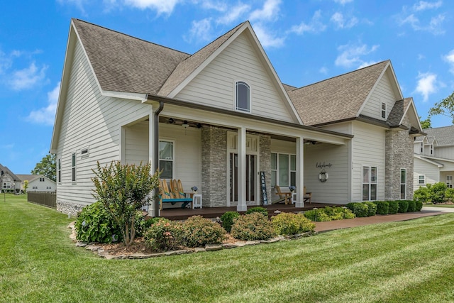 214 River Watch Way, Winchester, TN 37398 - view of front of home with roof with shingles, ceiling fan, a porch, and a front yard