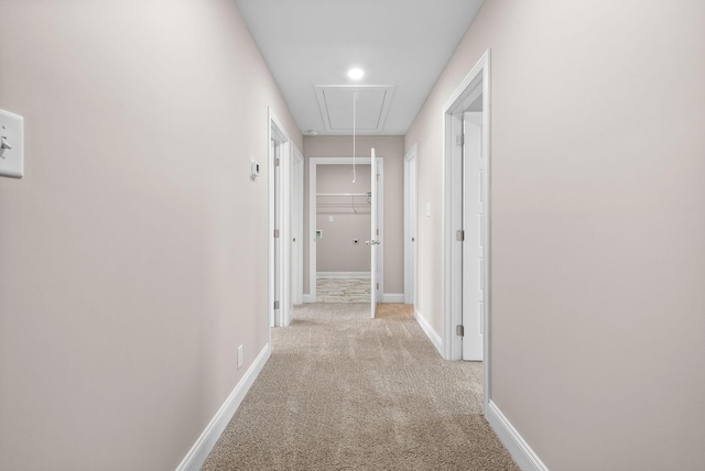 150 Cardinal Crk, Clarksville, TN 37040 - corridor featuring attic access, light carpet, and baseboards