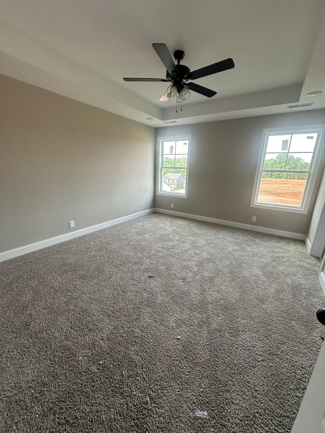 155 Cardinal Crk, Clarksville, TN 37040 - empty room with a raised ceiling, baseboards, a ceiling fan, and carpet flooring