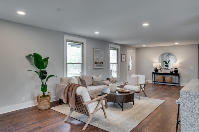 427A Kinhawk Ct, Nashville, TN 37211 - living area with recessed lighting, baseboards, and dark wood-style flooring