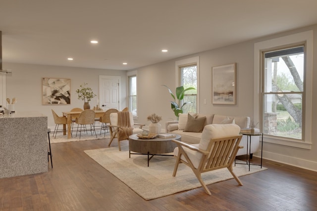 427A Kinhawk Ct, Nashville, TN 37211 - living area with dark wood finished floors, recessed lighting, and a wealth of natural light