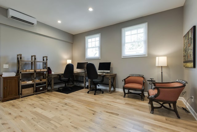 1926 20th Ave S, Nashville, TN 37212 - office featuring baseboards, a wall mounted AC, wood finished floors, and recessed lighting