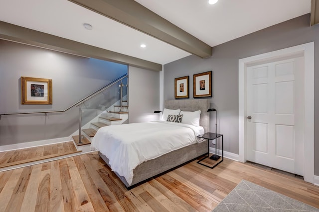 1926 20th Ave S, Nashville, TN 37212 - bedroom with recessed lighting, baseboards, beamed ceiling, and wood finished floors
