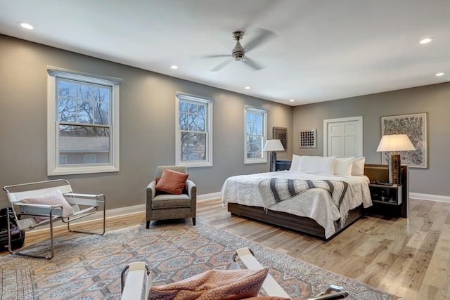 1926 20th Ave S, Nashville, TN 37212 - bedroom with baseboards, recessed lighting, light wood-style flooring, and multiple windows