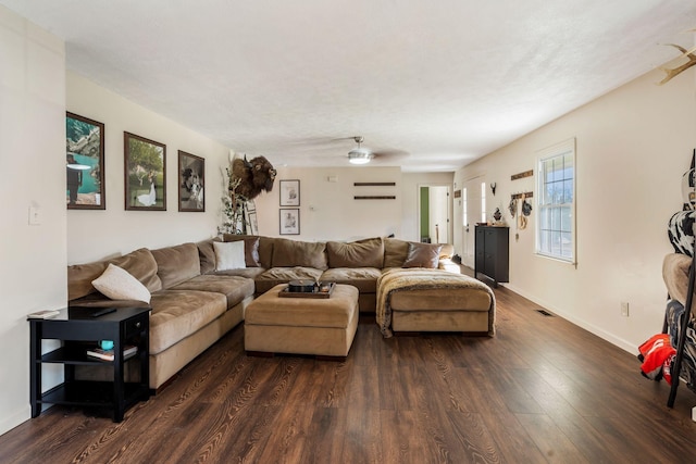 3355 Clearwater Dr, Clarksville, TN 37042 - living area with dark wood-style floors, visible vents, and baseboards