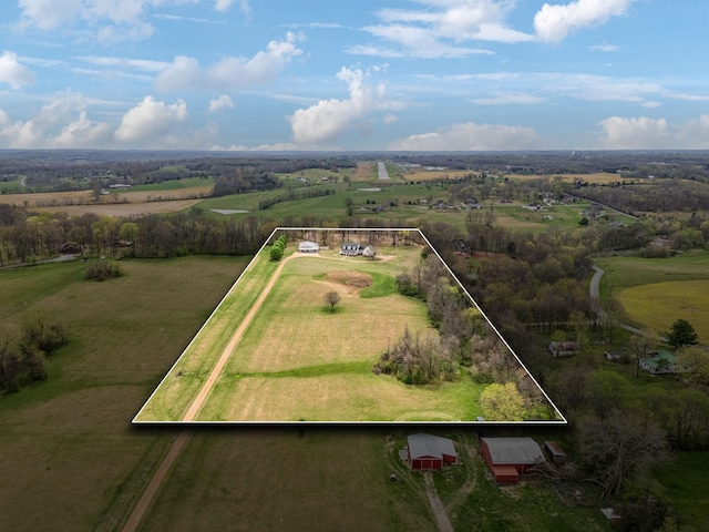 drone / aerial view featuring a rural view