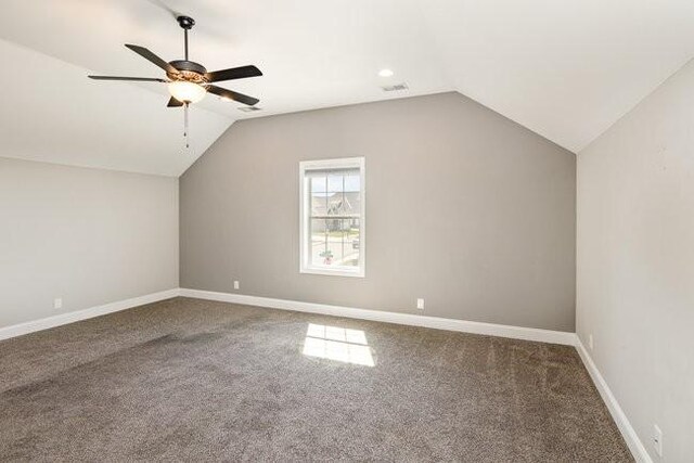 1033 Garner Hills Dr, Clarksville, TN 37042 - bonus room with baseboards, carpet flooring, a ceiling fan, and lofted ceiling