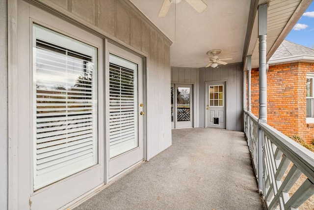 balcony with ceiling fan