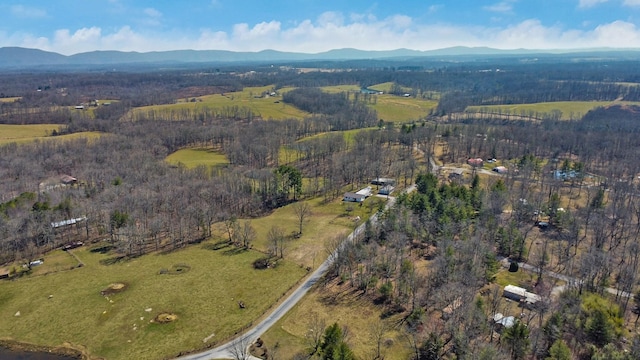 drone / aerial view featuring a mountain view