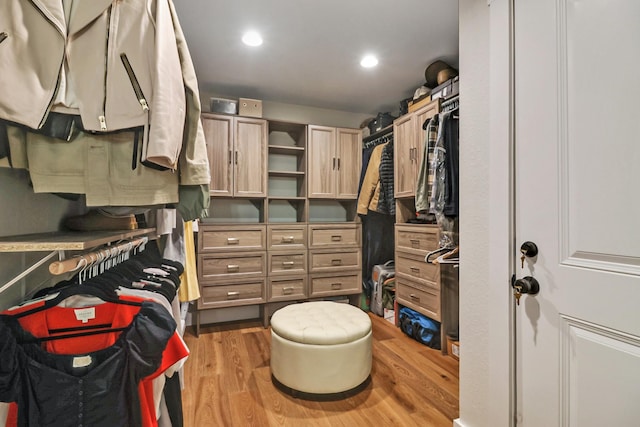 spacious closet with light wood finished floors