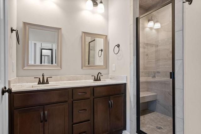 1561 Kestrel Dr, Clarksville, TN 37040 - bathroom with a sink, double vanity, and a shower stall