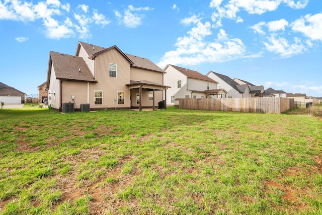 1561 Kestrel Dr, Clarksville, TN 37040 - back of house featuring a residential view, a lawn, central AC unit, and fence