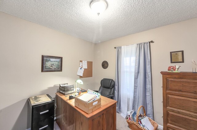 office with a textured ceiling