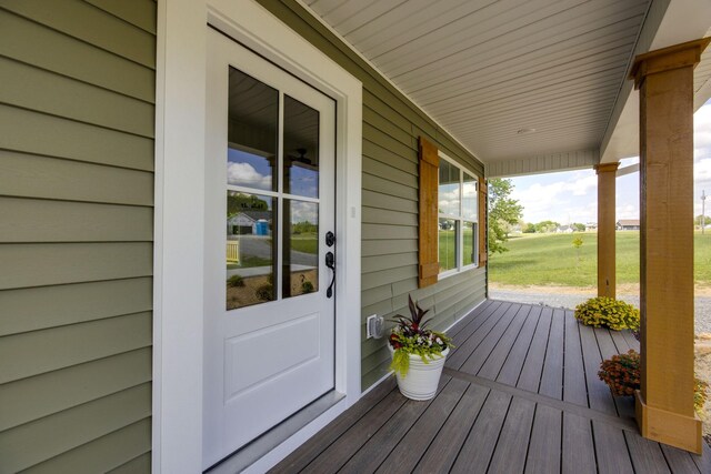 wooden deck featuring a porch
