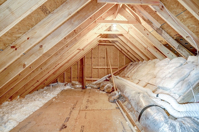 view of unfinished attic