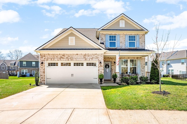 3631 Waterlilly Way, Murfreesboro, TN 37129 - view of front facade with driveway, a garage, brick siding, and a porch