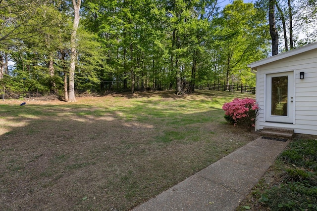 view of yard featuring fence