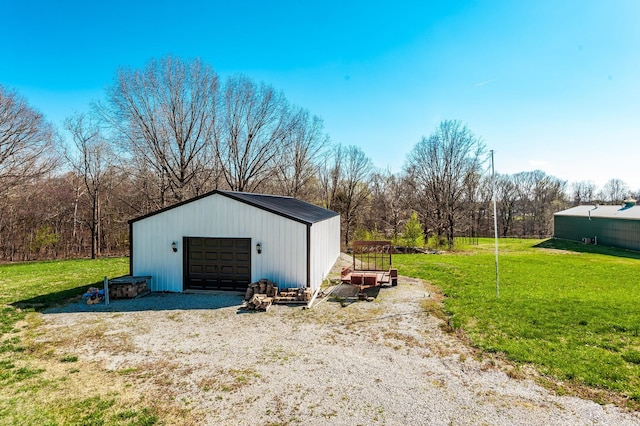 view of detached garage