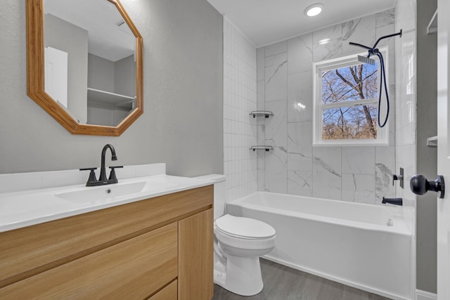 832 Richardson St, Clarksville, TN 37040 - full bath with toilet, bathtub / shower combination, wood finished floors, and vanity