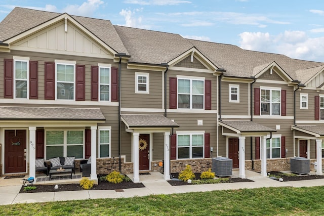 923 Long Train Aly, Antioch, TN 37013 - multi unit property with a shingled roof, central AC unit, board and batten siding, and a porch