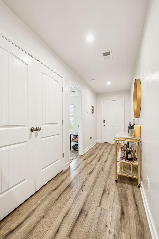 923 Long Train Aly, Antioch, TN 37013 - corridor with baseboards, visible vents, light wood-style flooring, and recessed lighting