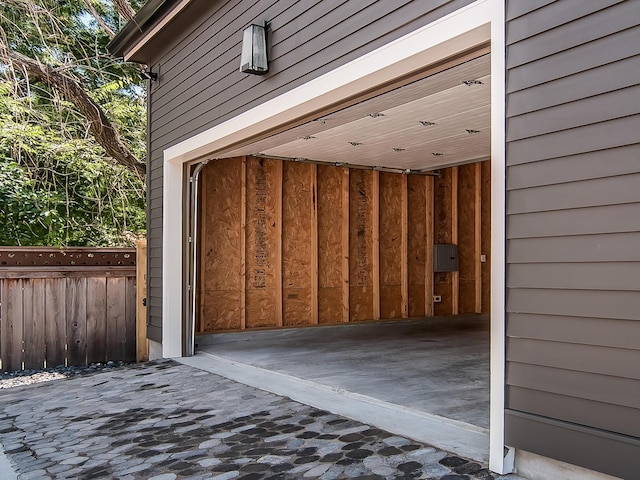 view of garage