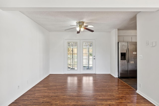 3049 Fieldstone Dr, Antioch, TN 37013 - interior space with a ceiling fan, a textured ceiling, baseboards, and dark wood finished floors