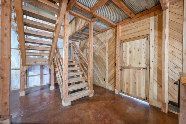 576 Ridgeway Dr, Sugar Tree, TN 38380 - stairs featuring wooden walls