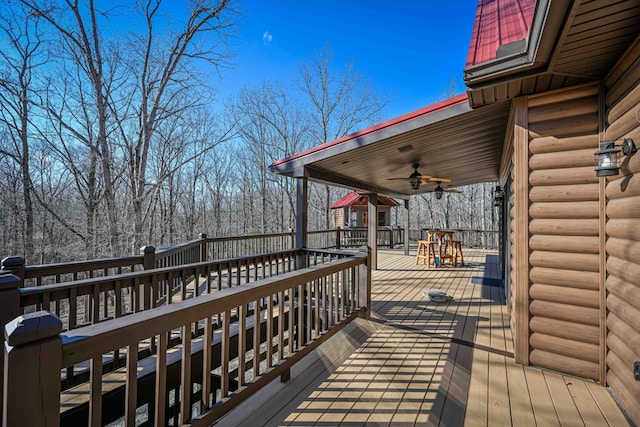 576 Ridgeway Dr, Sugar Tree, TN 38380 - deck featuring a ceiling fan
