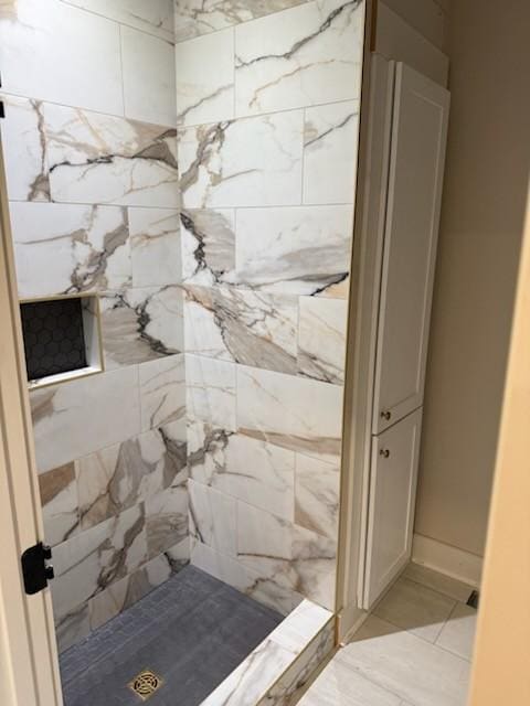 bathroom with a stall shower