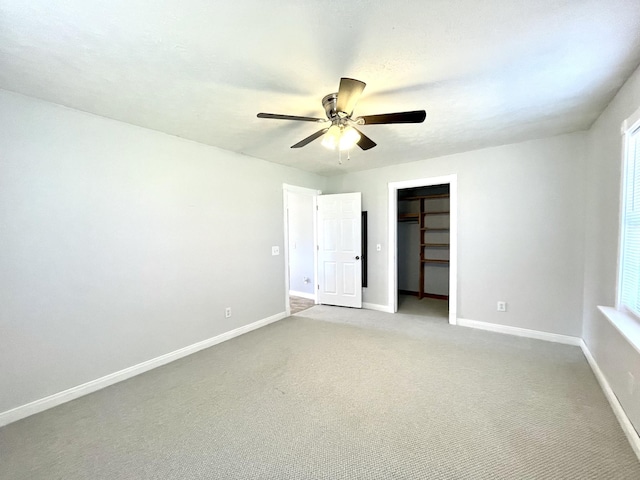 1088 Poole Mill Rd, Crofton, KY 42217 - unfurnished bedroom with baseboards, a closet, a ceiling fan, and light colored carpet