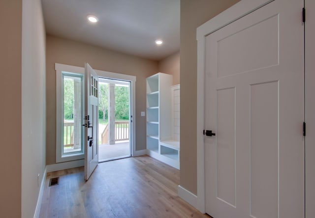 1151 Canaan Rd, Columbia, TN 38401 - doorway with baseboards, light wood-style floors, and recessed lighting