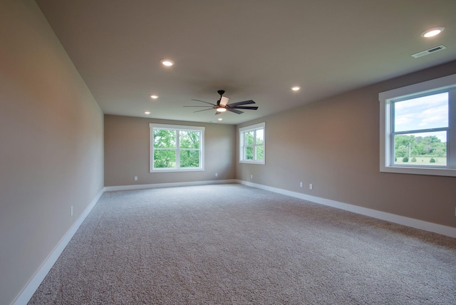 1151 Canaan Rd, Columbia, TN 38401 - empty room with baseboards, recessed lighting, carpet flooring, and ceiling fan