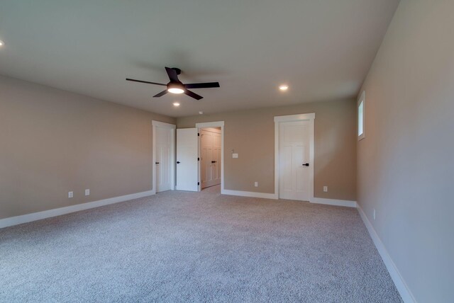 1151 Canaan Rd, Columbia, TN 38401 - unfurnished bedroom featuring light carpet, baseboards, recessed lighting, and a ceiling fan
