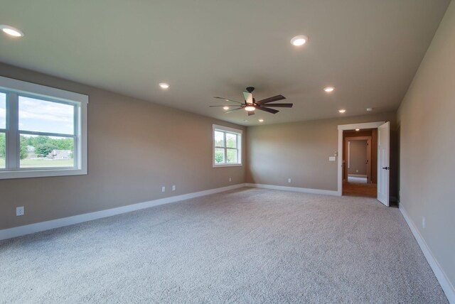 1151 Canaan Rd, Columbia, TN 38401 - unfurnished room featuring baseboards, light colored carpet, recessed lighting, and ceiling fan