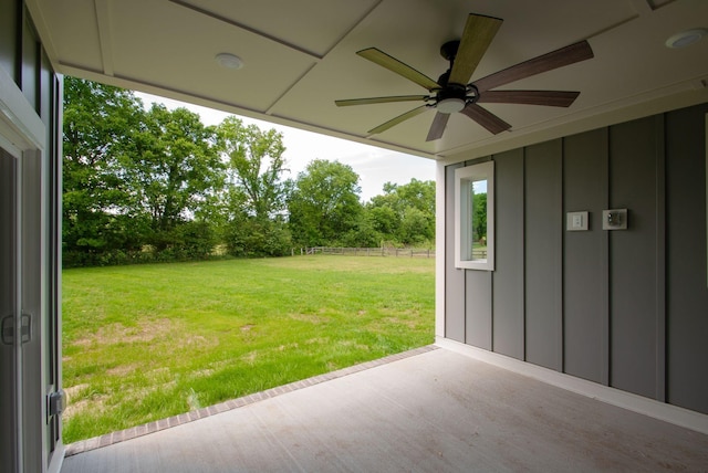 1151 Canaan Rd, Columbia, TN 38401 - view of grassy yard featuring a patio and a ceiling fan