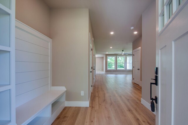 1151 Canaan Rd, Columbia, TN 38401 - mudroom featuring recessed lighting, light wood finished floors, and baseboards