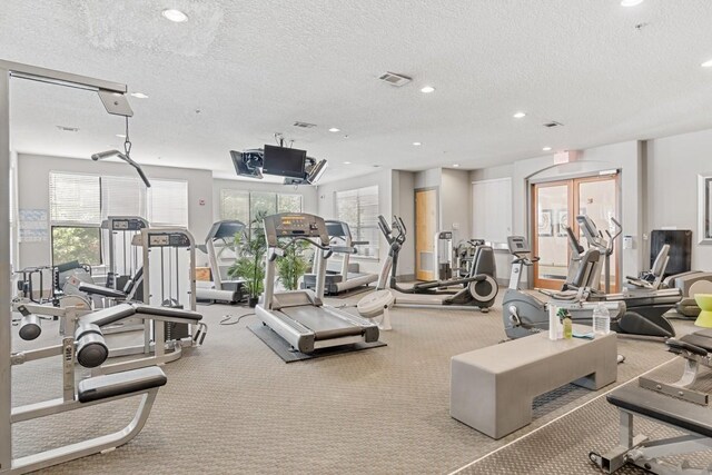2600 Hillsboro Pike Unit 204, Nashville, TN 37212 - exercise room featuring recessed lighting, a textured ceiling, and visible vents