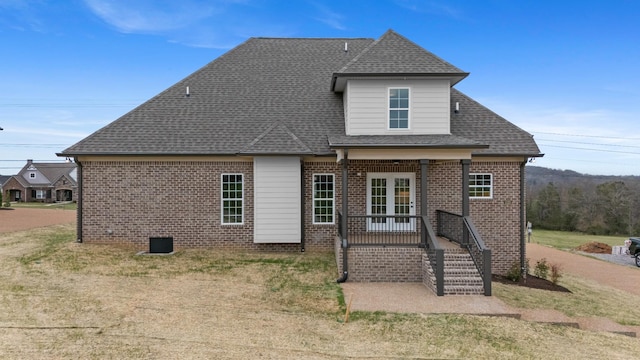 1121 Joe Martin Ln, Lebanon, TN 37087 - rear view of property with brick siding, a shingled roof, and french doors
