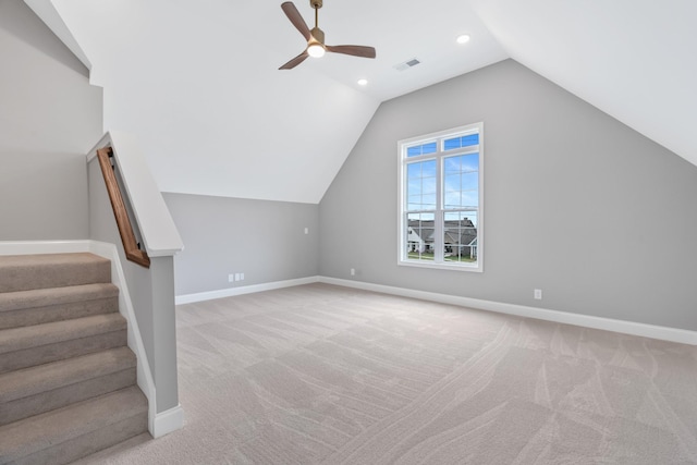 1121 Joe Martin Ln, Lebanon, TN 37087 - additional living space with light carpet, baseboards, ceiling fan, and visible vents