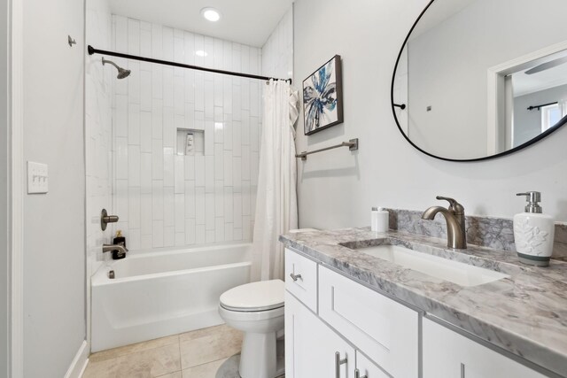 1930D Herman St, Nashville, TN 37208 - full bath featuring toilet, shower / bathtub combination with curtain, tile patterned flooring, and vanity