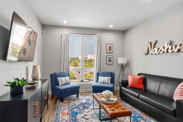 5403 Centennial Blvd Unit 203, Nashville, TN 37209 - living room with baseboards, wood finished floors, and recessed lighting